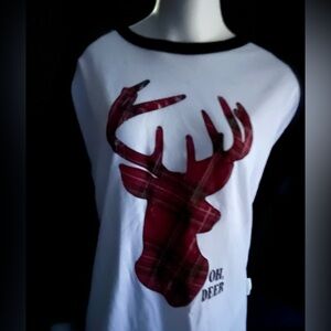 Plaid Deer Christmas Holiday Women's Shirt Size Large